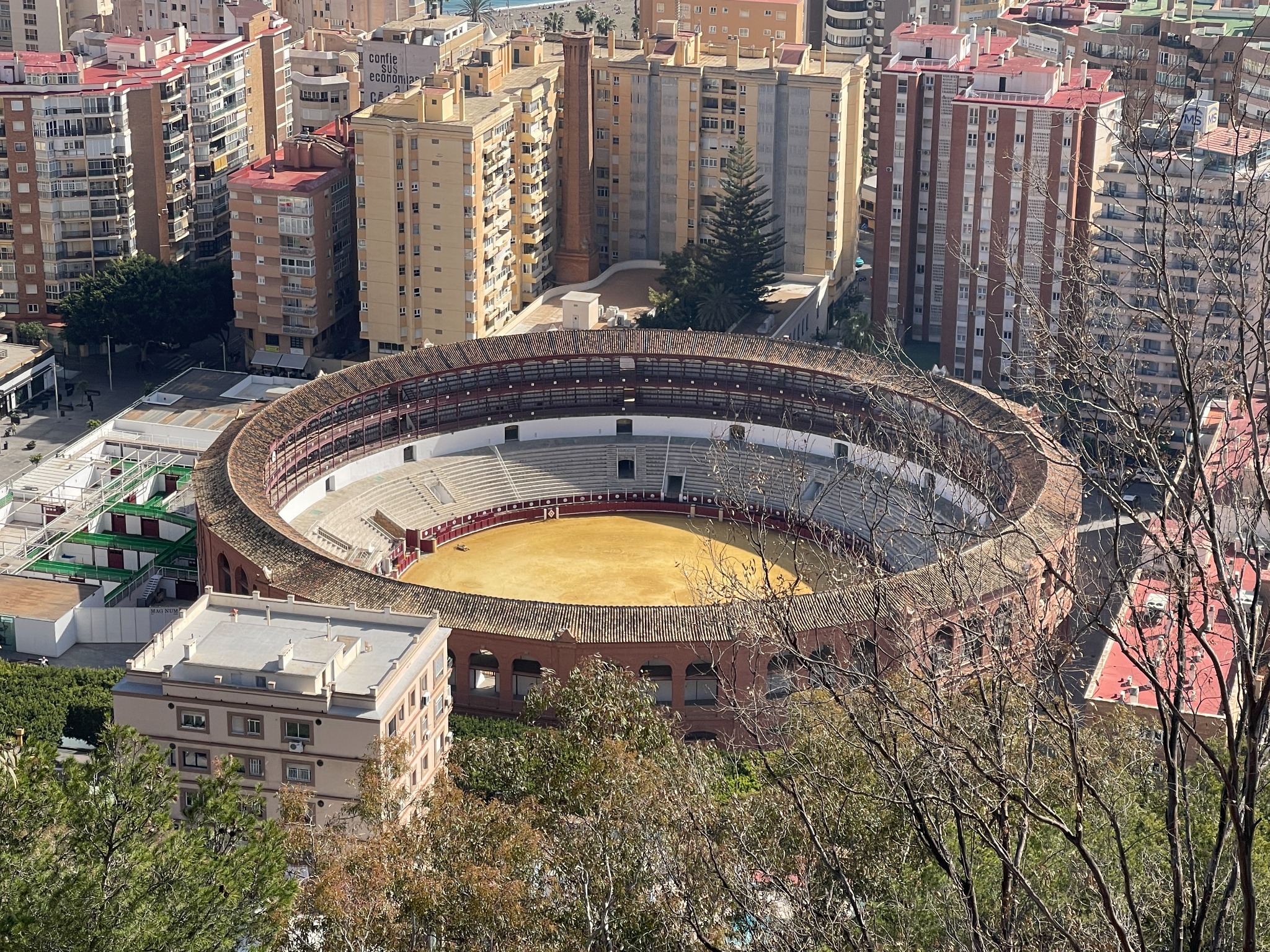 Bullring and cityscape