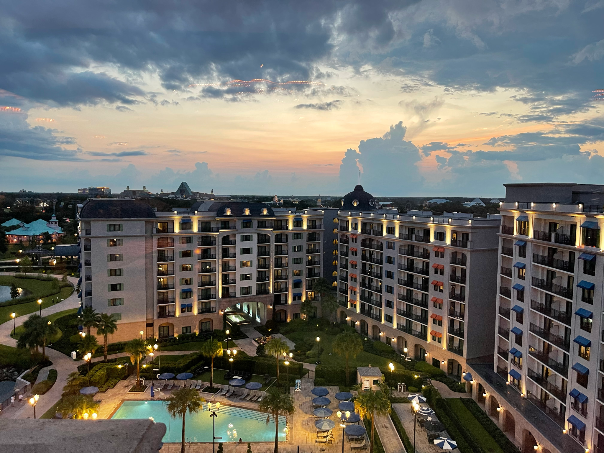 Resort at sunset